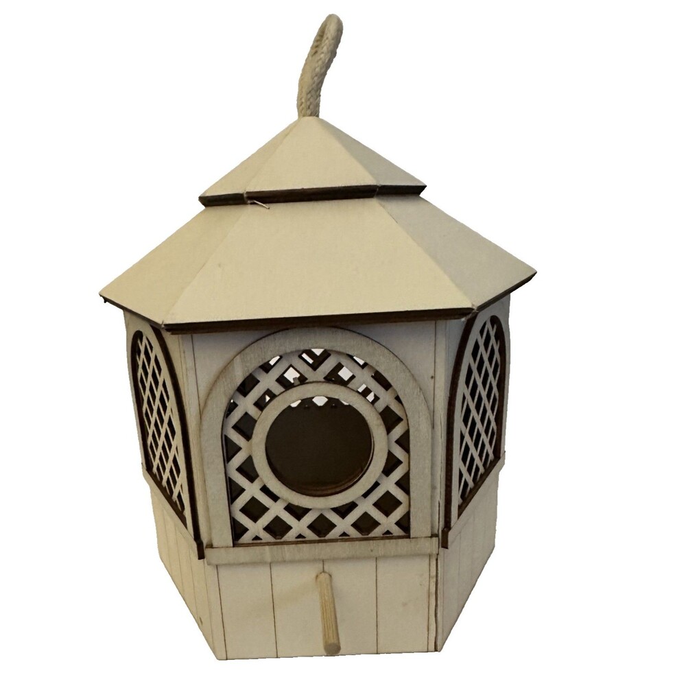 Wooden Birdhouse Unfinished Ready for Paint 7" Indoor Decorative Only